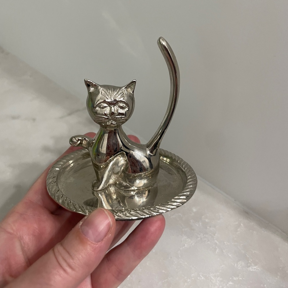 Urban Outfitters Silver Kitty Ring Holder